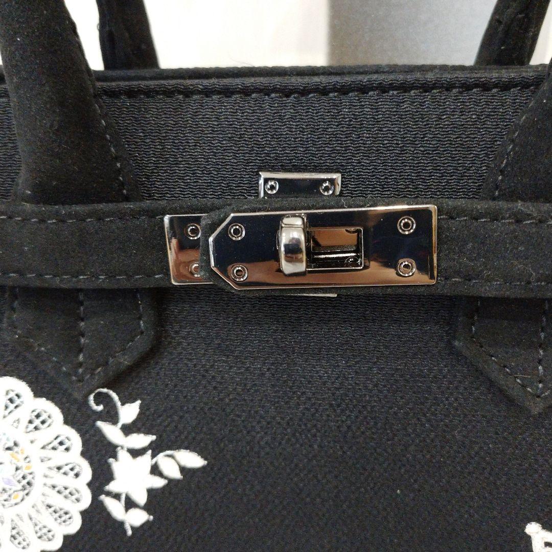 OKAJIMA 岡重 ハンドバッグ 鞄 手提げ 刺繍 黒 和装