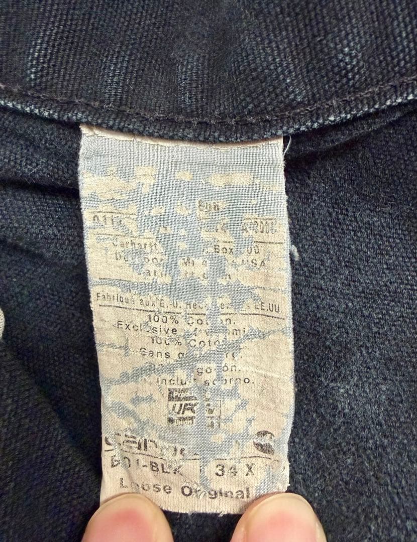 超スペシャル 34X32 W34 カーハート ダブルニー パンツ ブラック 黒