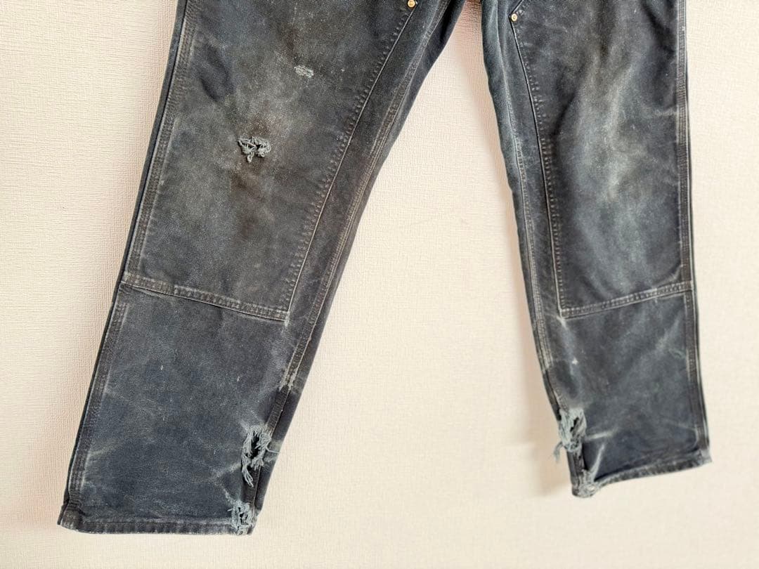 超スペシャル 34X32 W34 カーハート ダブルニー パンツ ブラック 黒