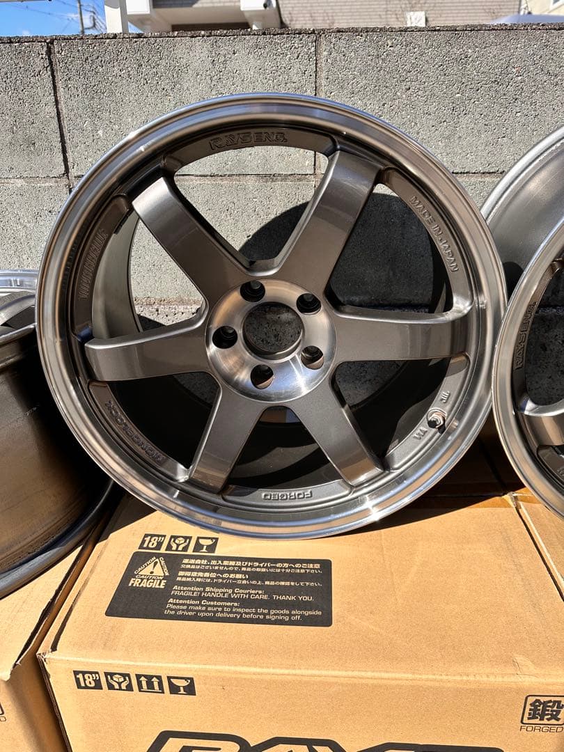RAYS TE37 SL 18インチ ブラックホイール 4本セット