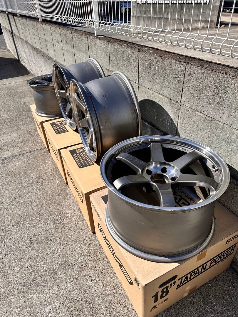 RAYS TE37 SL 18インチ ブラックホイール 4本セット