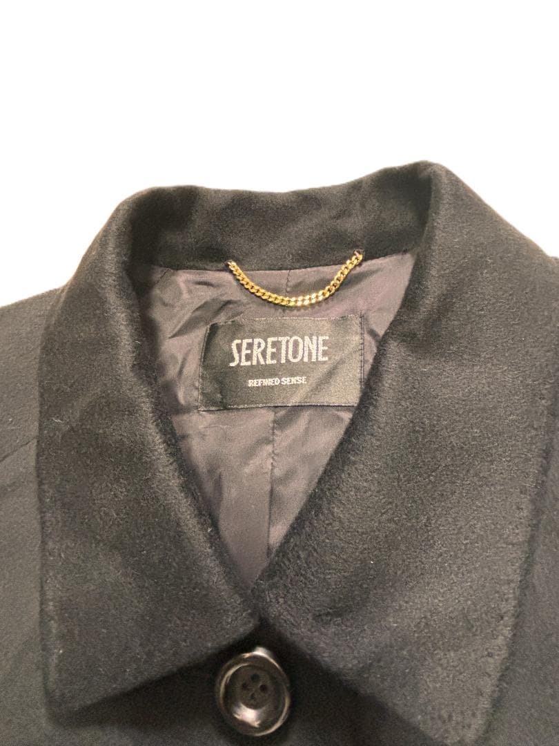 C456★カシミヤコート女性用 M-L 大きいサイズ13号XL可 黒Aライン通勤