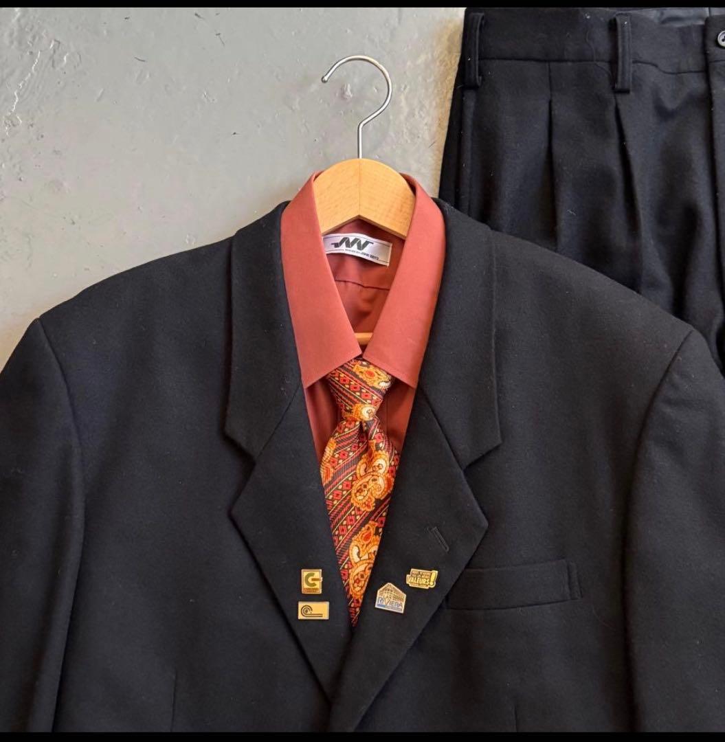 vintage セットアップ 成人式 古着 ウール スーツ