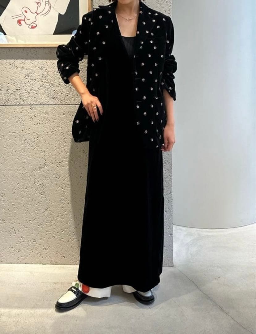 【タイムセール】 CABaN ベロア ローズプリント テーラードジャケット