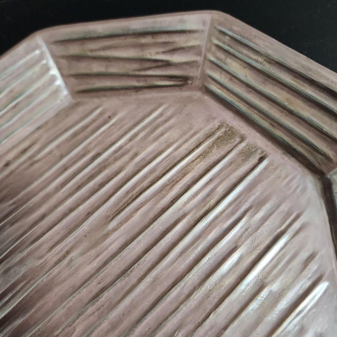 純銀　南陵八角盆 金工師 木村清五郎造 共箱 共布 栞 264.43g 茶道具