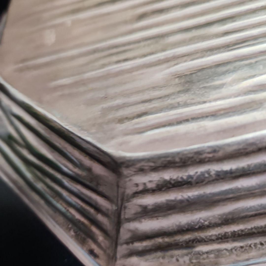 純銀　南陵八角盆 金工師 木村清五郎造 共箱 共布 栞 264.43g 茶道具