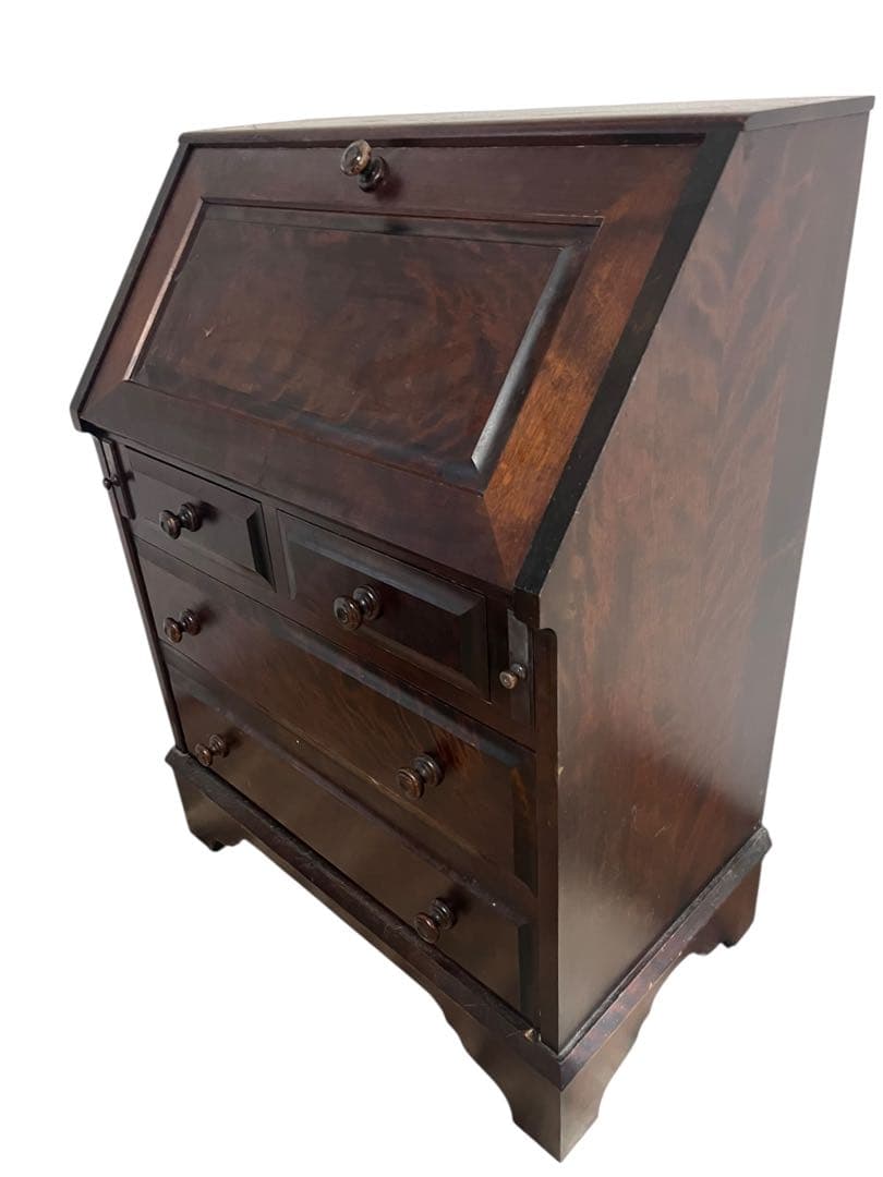 北海道民芸ダークブラウン 木製ライティングビューロー