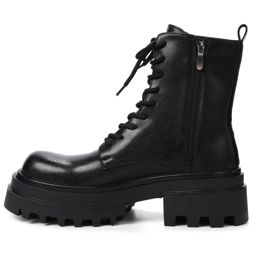 27cm/最大10cm身長UPメンズシークレットブーツ厚底靴ジップアップYU