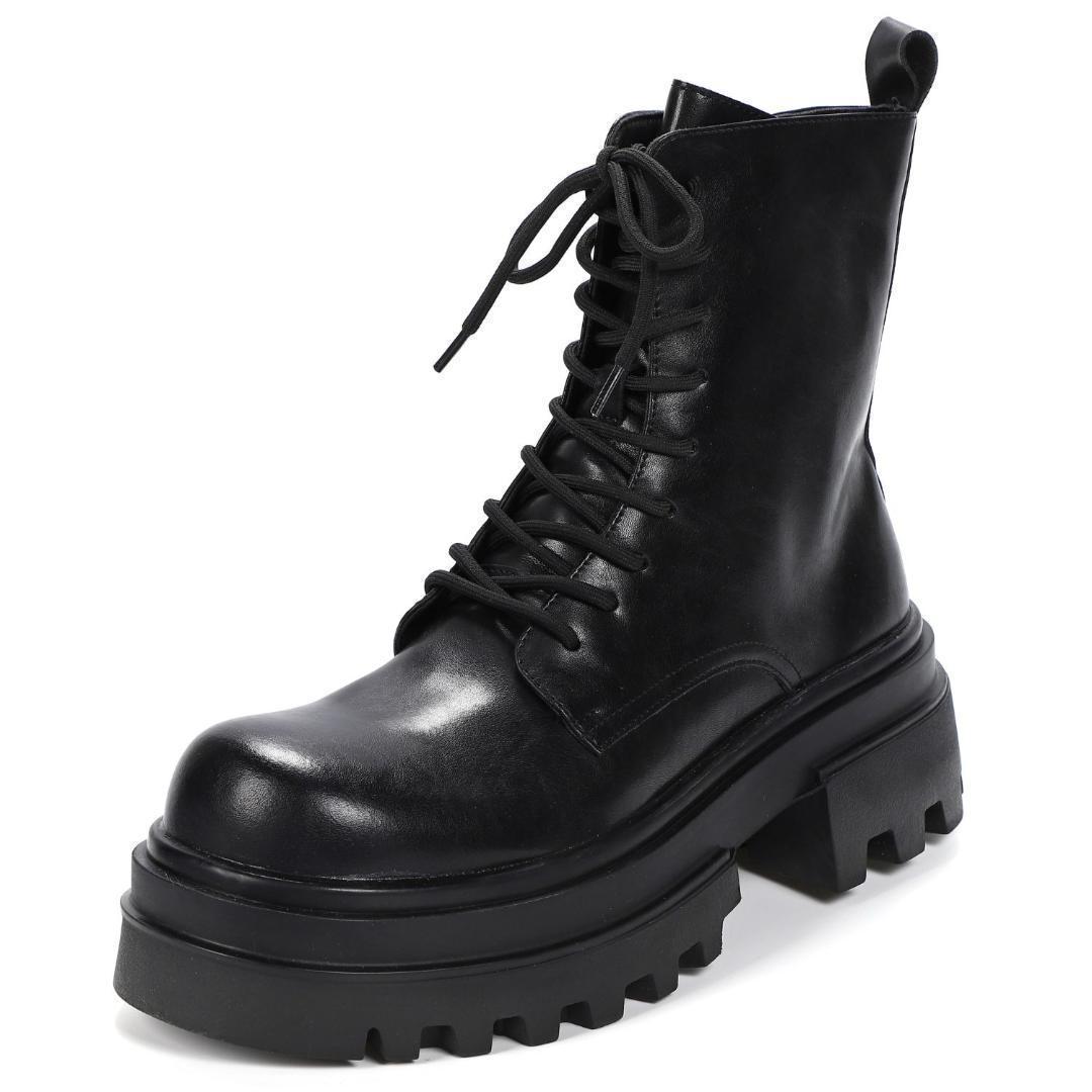 27cm/最大10cm身長UPメンズシークレットブーツ厚底靴ジップアップYU