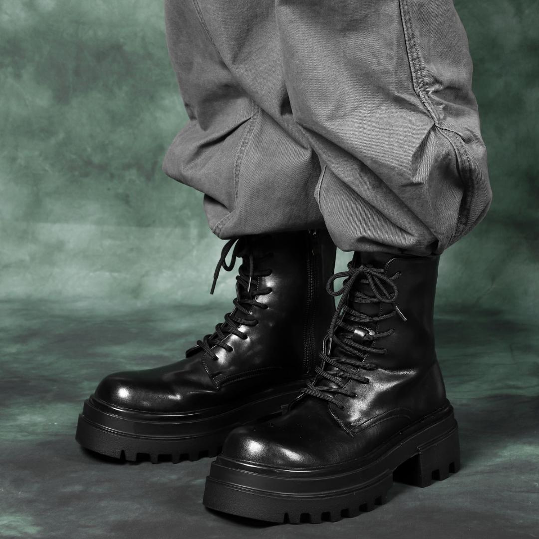 27cm/最大10cm身長UPメンズシークレットブーツ厚底靴ジップアップYU