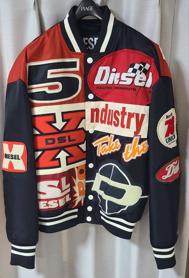 ★DIESEL 多色ロゴ~ワッペン刺繍 スタジャン 『サイズS』　★ほぼ未使用品