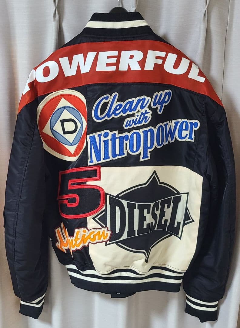 ★DIESEL 多色ロゴ~ワッペン刺繍 スタジャン 『サイズS』　★ほぼ未使用品