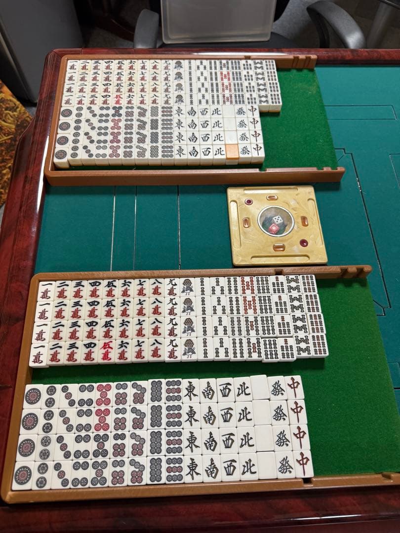 【全自動麻雀卓】　アモス　マーテル　ギャバン枠　サイドテーブル2個　マット新品