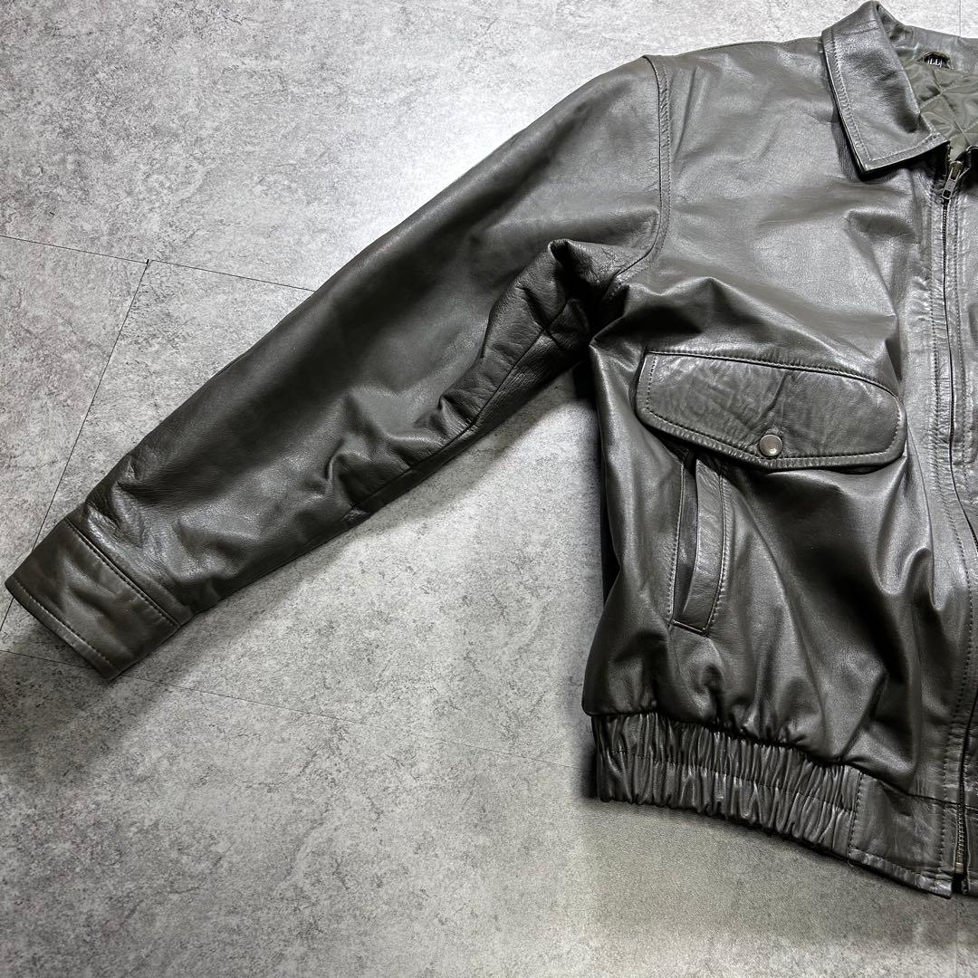 90s【Vintage】A-2/フライトレザージャケット/Y2K/短丈/a2/灰