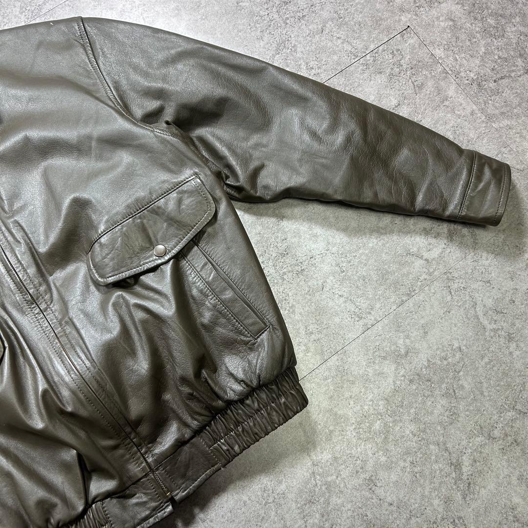 90s【Vintage】A-2/フライトレザージャケット/Y2K/短丈/a2/灰