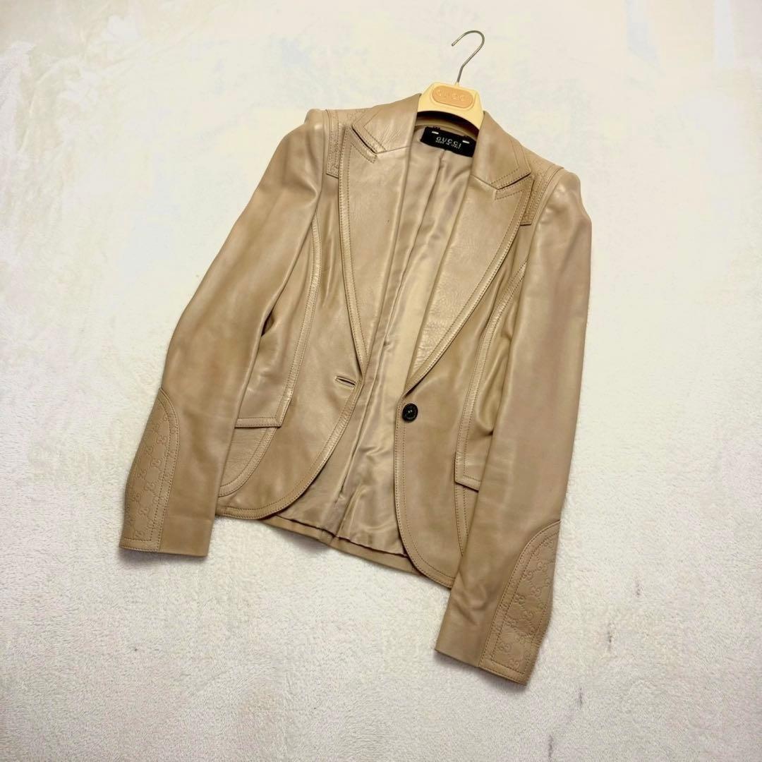 AAA　グッチ レザージャケット 38 羊革 テーラード アウター