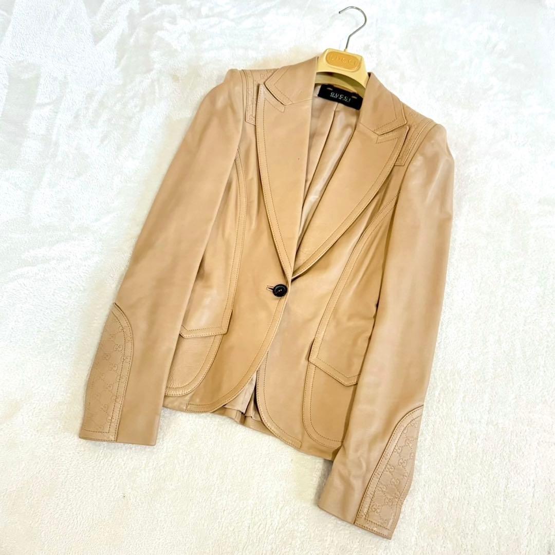 AAA　グッチ レザージャケット 38 羊革 テーラード アウター