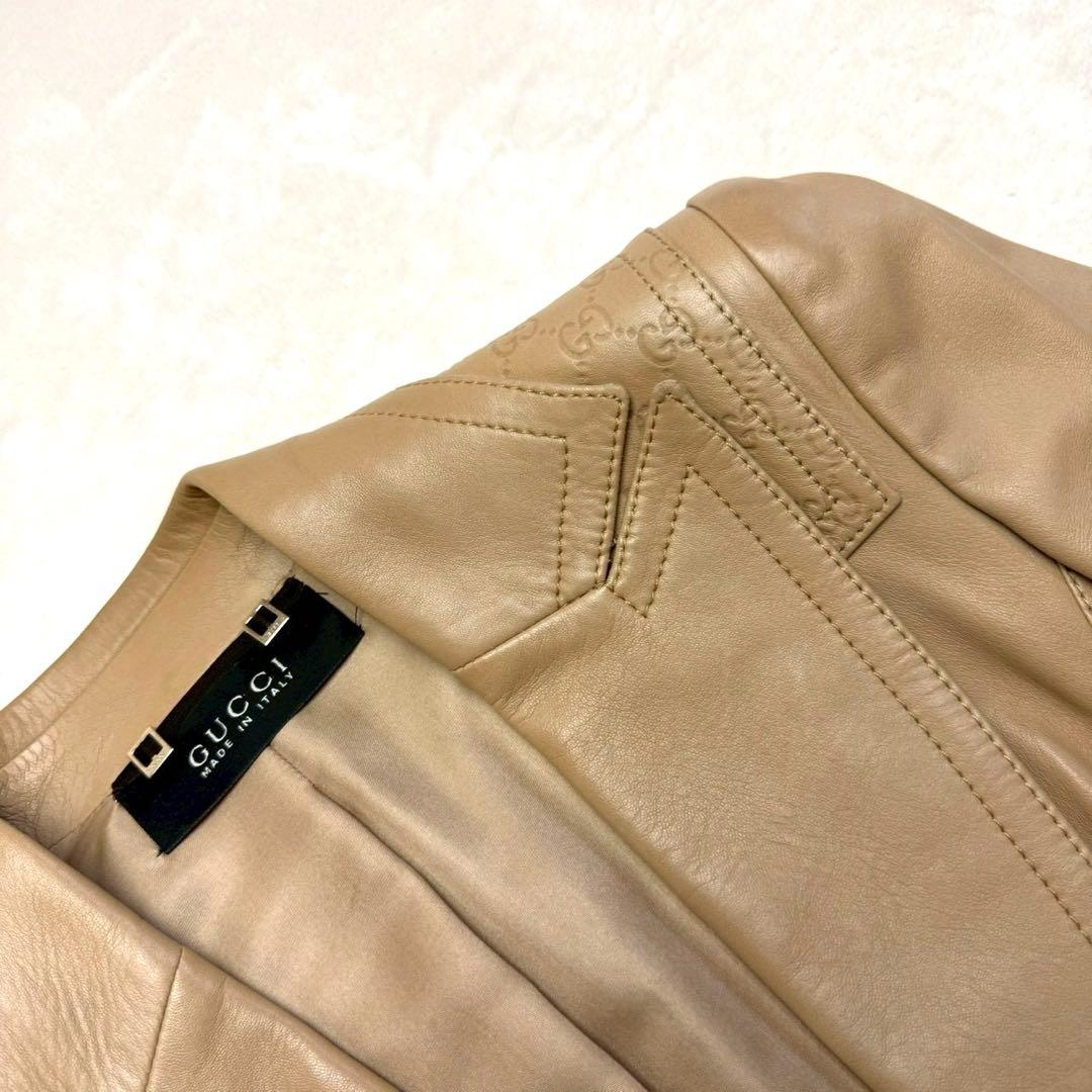 AAA　グッチ レザージャケット 38 羊革 テーラード アウター
