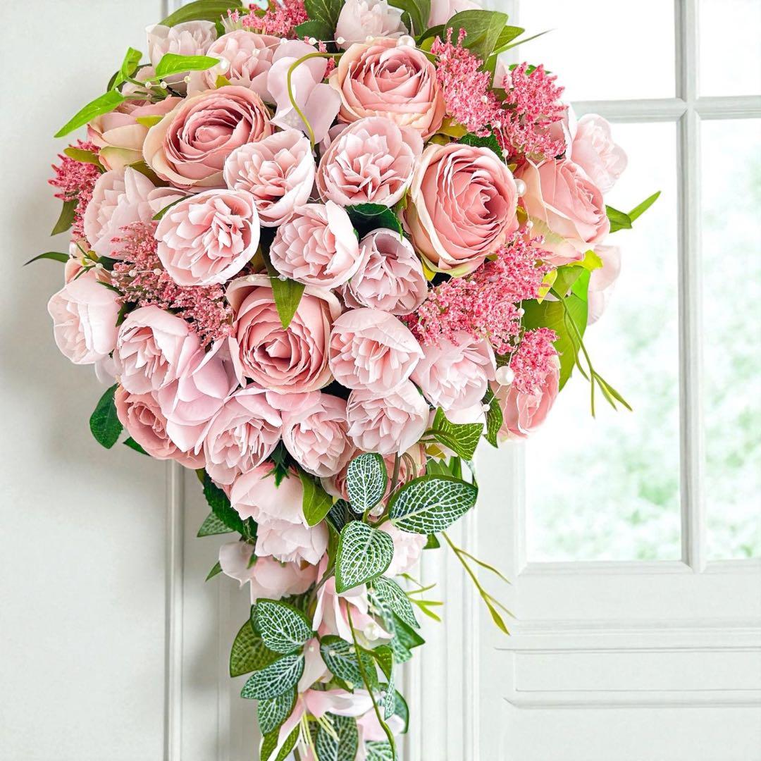 キャスケードリース クリスマス インテリア 光触媒加工 玄関リース 造花 ギフト