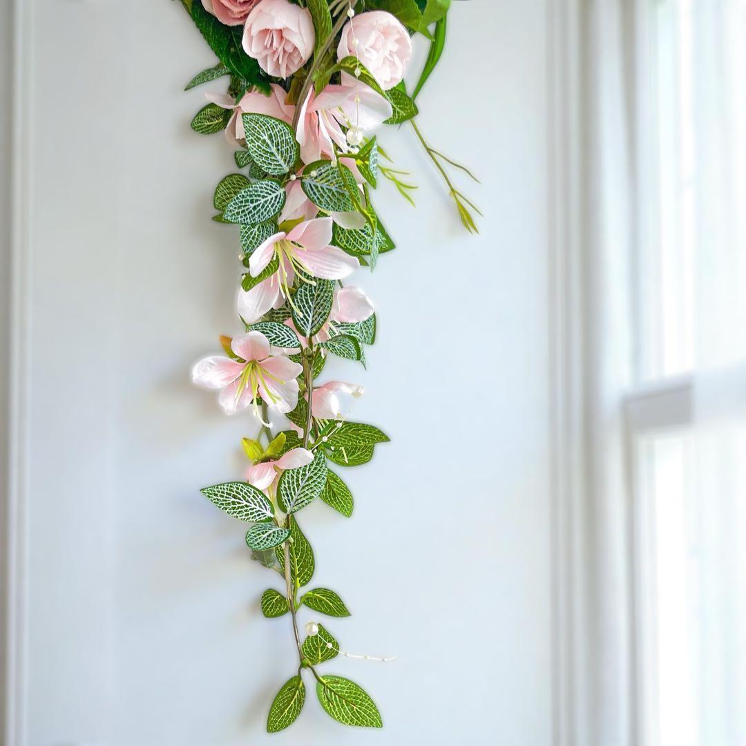 キャスケードリース クリスマス インテリア 光触媒加工 玄関リース 造花 ギフト