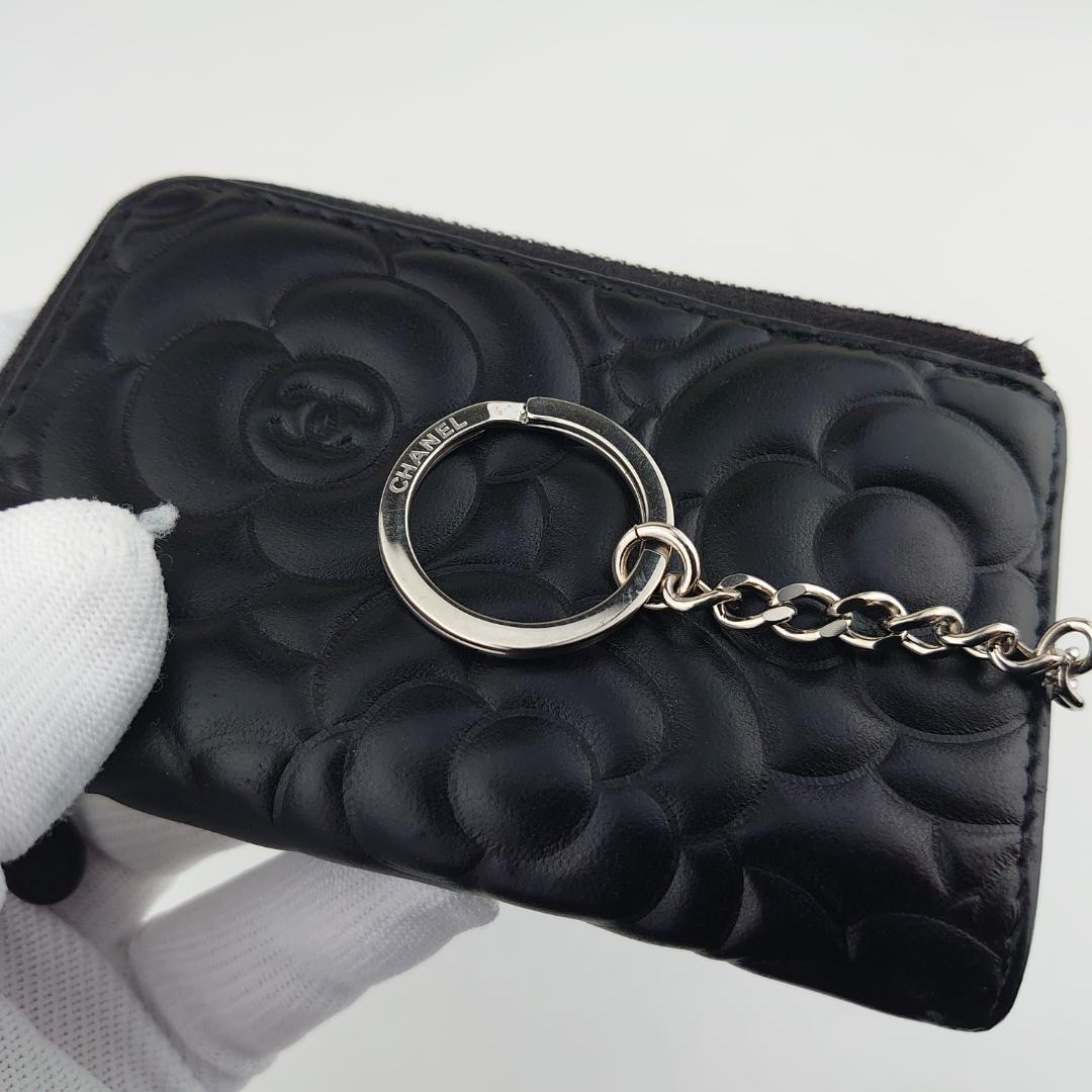 【美品】シャネル　カメリア　カードケース　L字ラウンドファスナー　1182