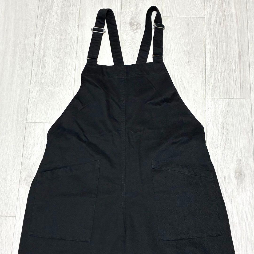 かぐれ バッククロスサロペット オーバーオール ブラック 銀ボタン フリーサイズ