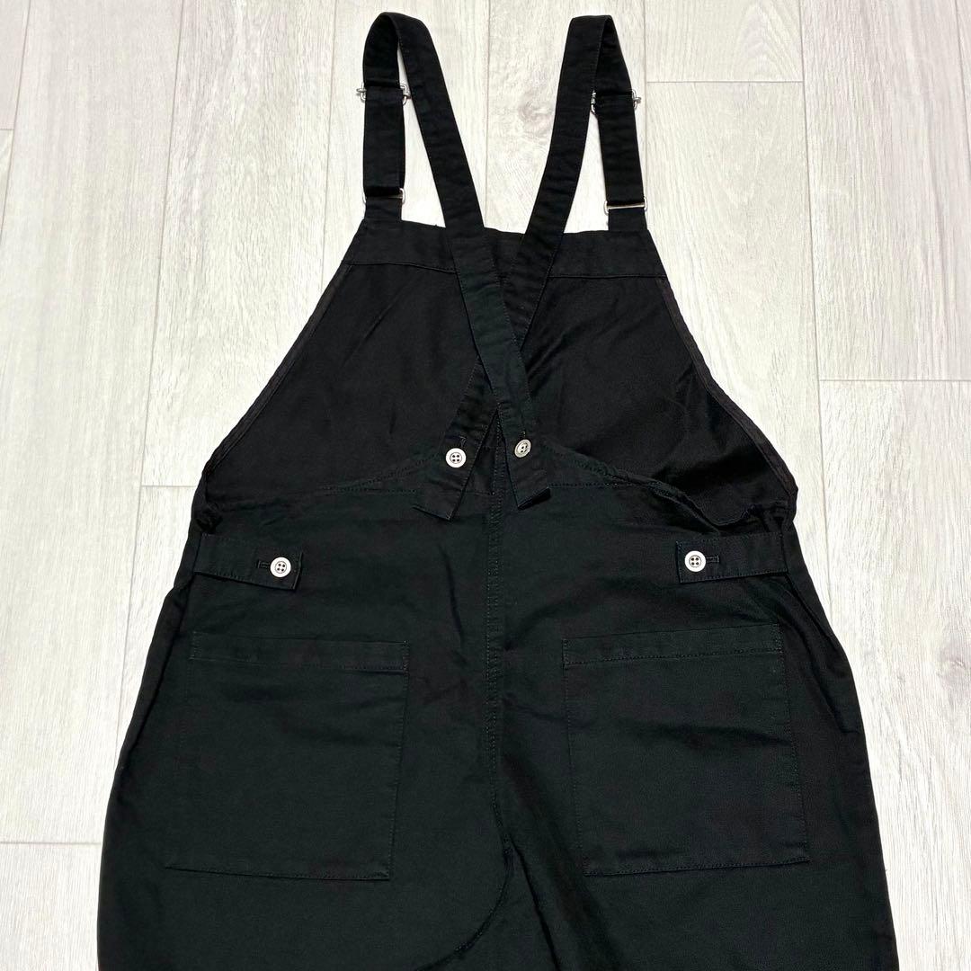 かぐれ バッククロスサロペット オーバーオール ブラック 銀ボタン フリーサイズ