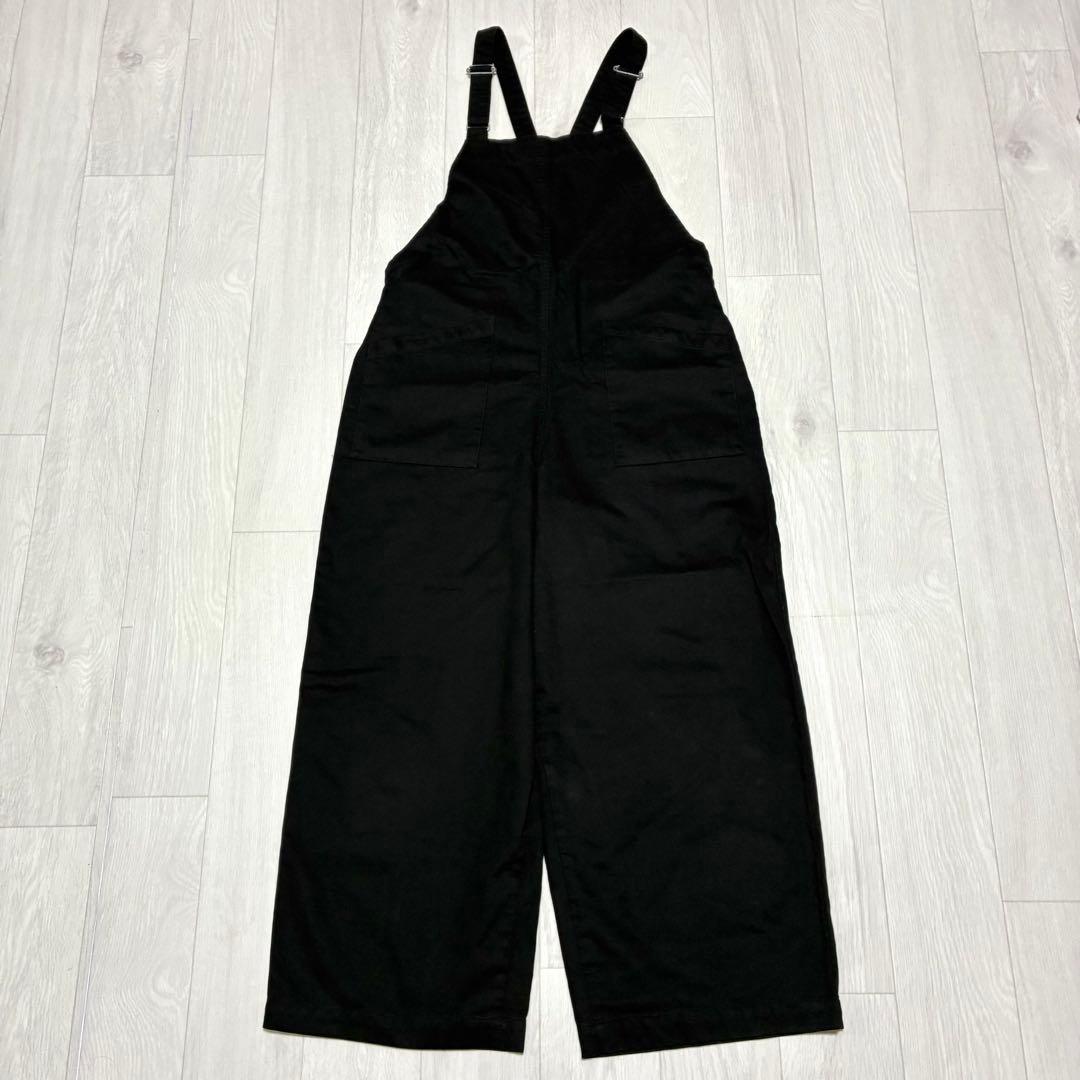 かぐれ バッククロスサロペット オーバーオール ブラック 銀ボタン フリーサイズ