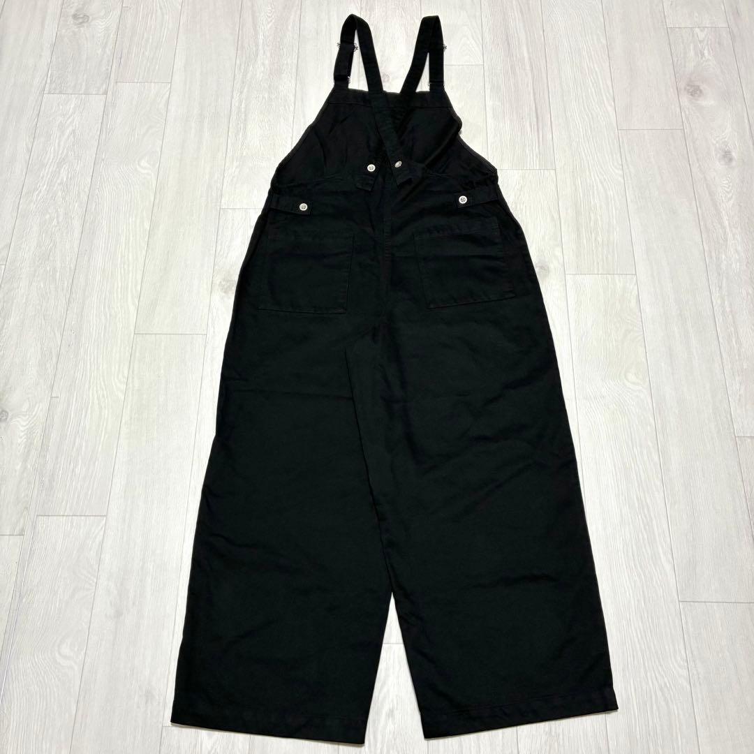 かぐれ バッククロスサロペット オーバーオール ブラック 銀ボタン フリーサイズ