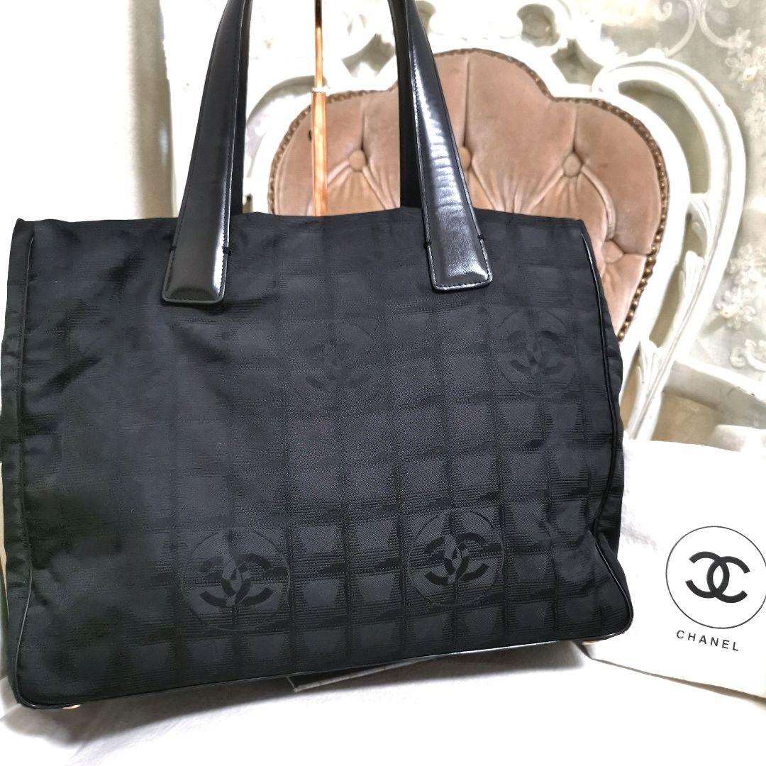 【美品】シャネルCHANEL ニュートラベルライン肩掛けトートバッグ黒 鑑定済!