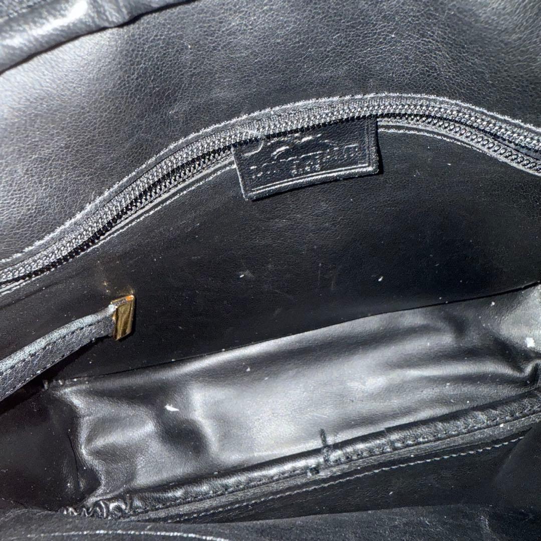 【美品】LONGCHAMP ブラックレザー ショルダーバッグ　斜めがけバッグ