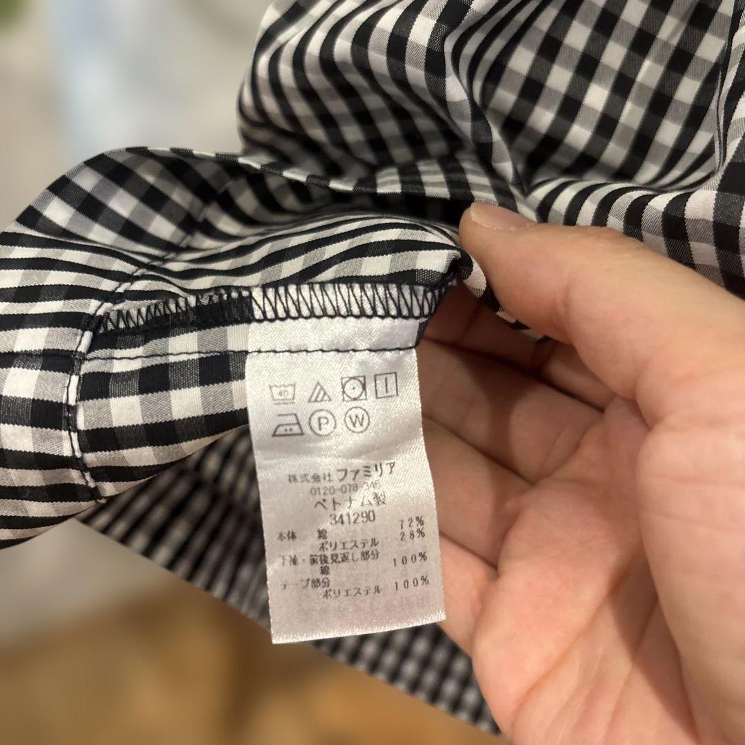 美品　familiar 110 半袖ワンピース 黒と白のチェック