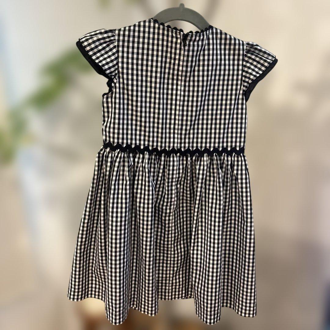 美品　familiar 110 半袖ワンピース 黒と白のチェック