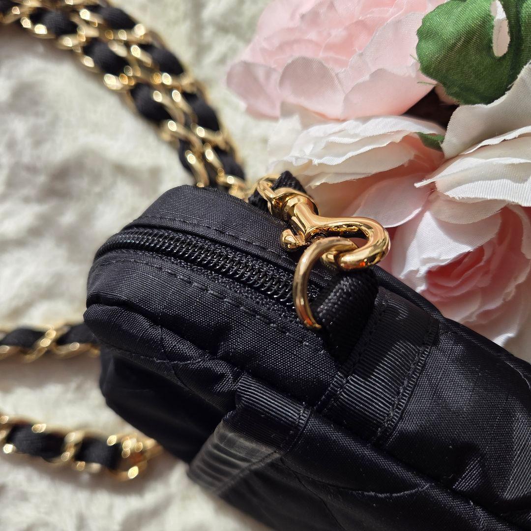 レスポートサック ブラックチェーンキルト スマホショルダー