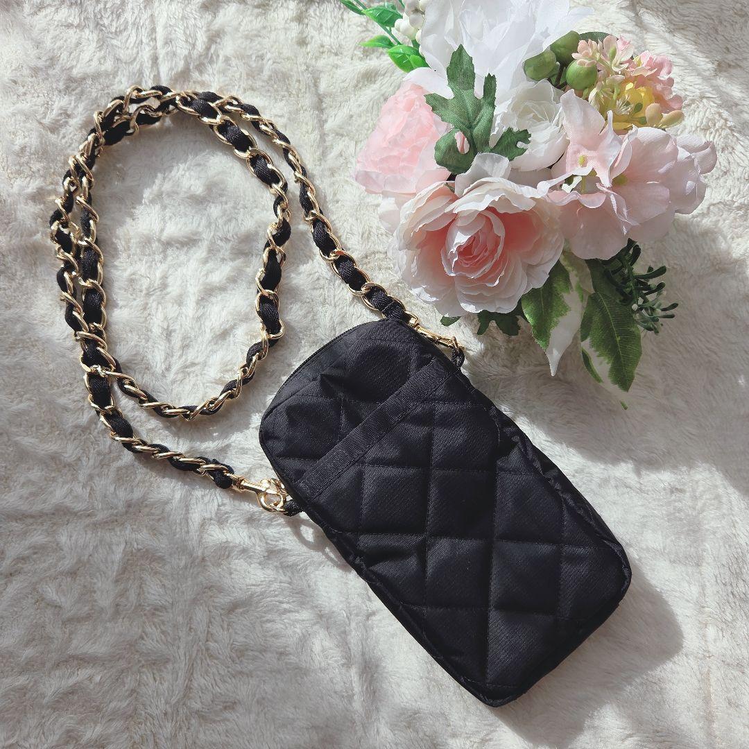 レスポートサック ブラックチェーンキルト スマホショルダー