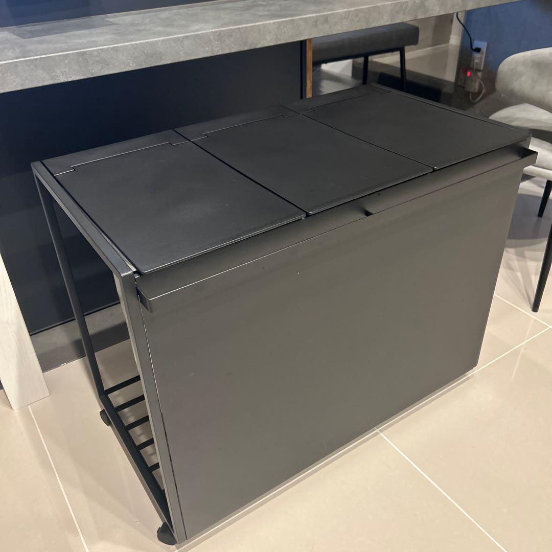 蓋付き目隠し分別ダストワゴン 3分別 ブラック 山崎実業