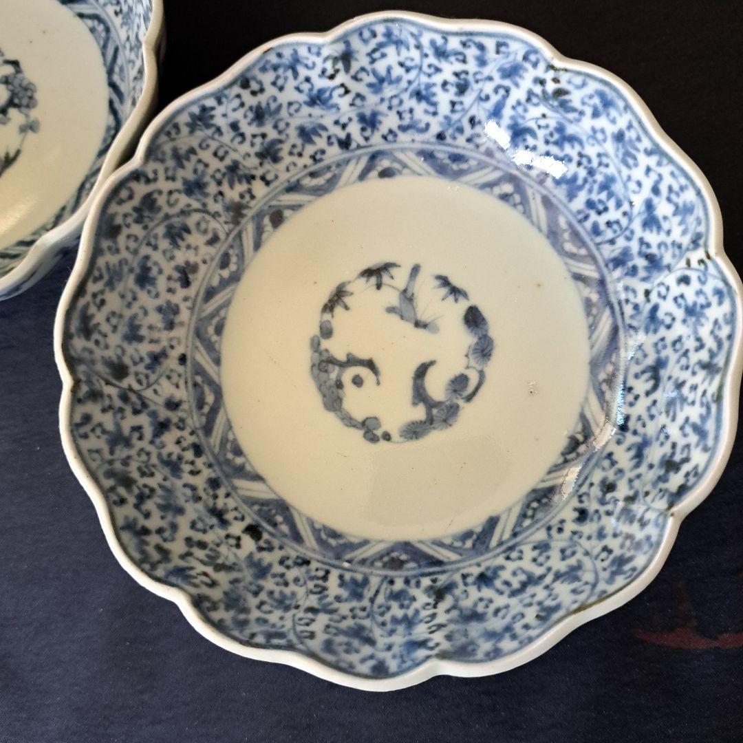 「大人気！花唐草の競演」古伊万里皿(直径14cm)2客セット [オマケ付き]骨