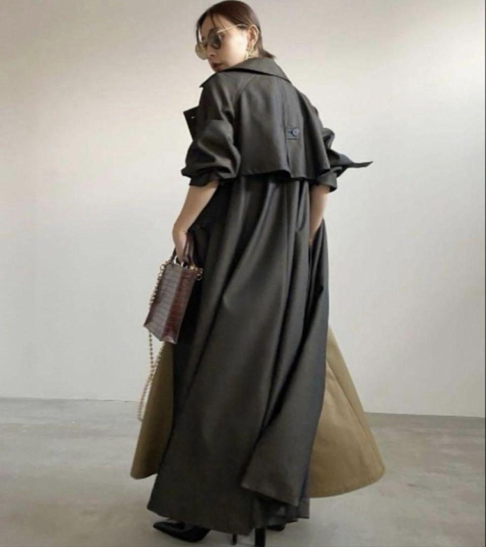 Ameri　MINIMAL FLARE LONG TRENCH COAT