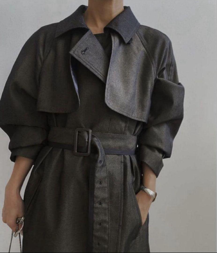 Ameri　MINIMAL FLARE LONG TRENCH COAT