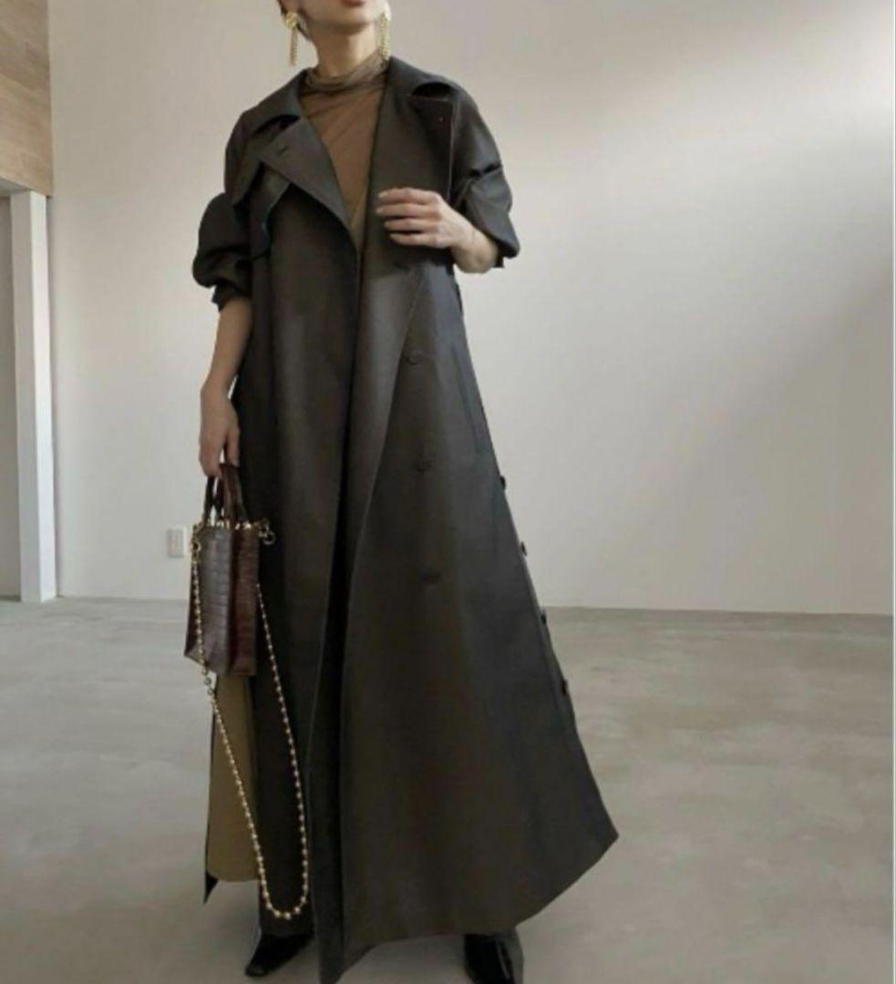 Ameri　MINIMAL FLARE LONG TRENCH COAT