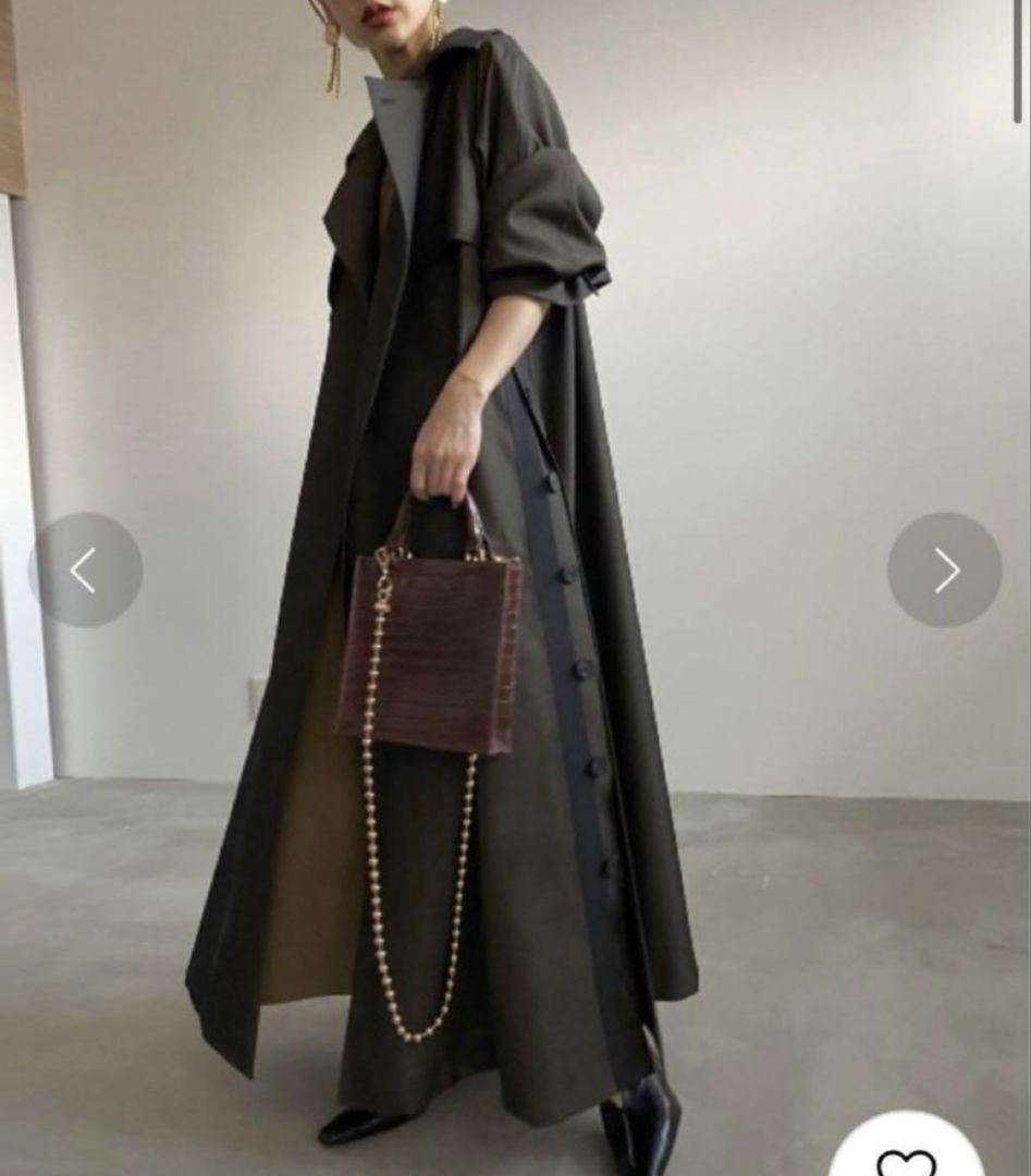 Ameri　MINIMAL FLARE LONG TRENCH COAT