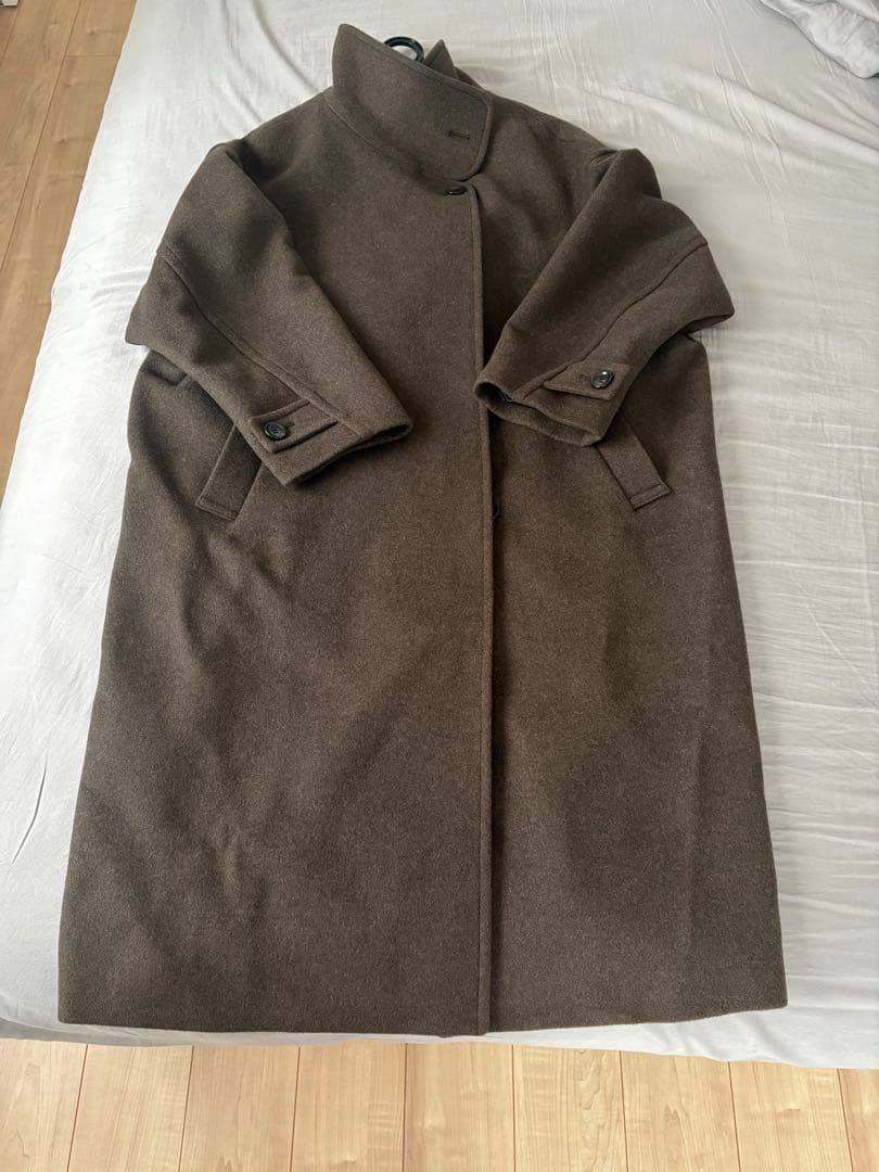 ブラウン ウール混紡 オーバーサイズコート