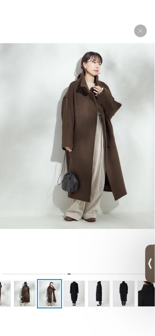 ブラウン ウール混紡 オーバーサイズコート