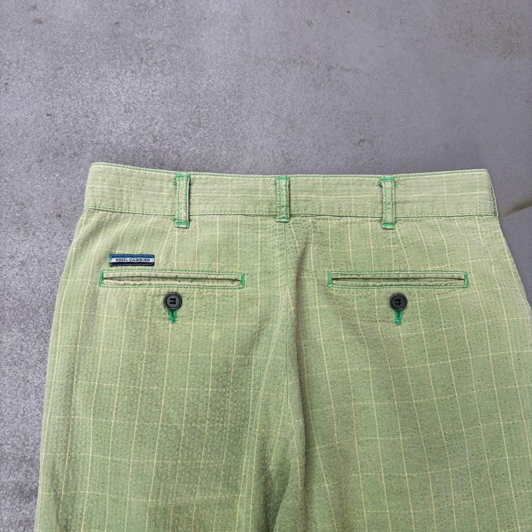 90s Nigel cabourn シアサッカー　フェード　コットンパンツ　ロゴ