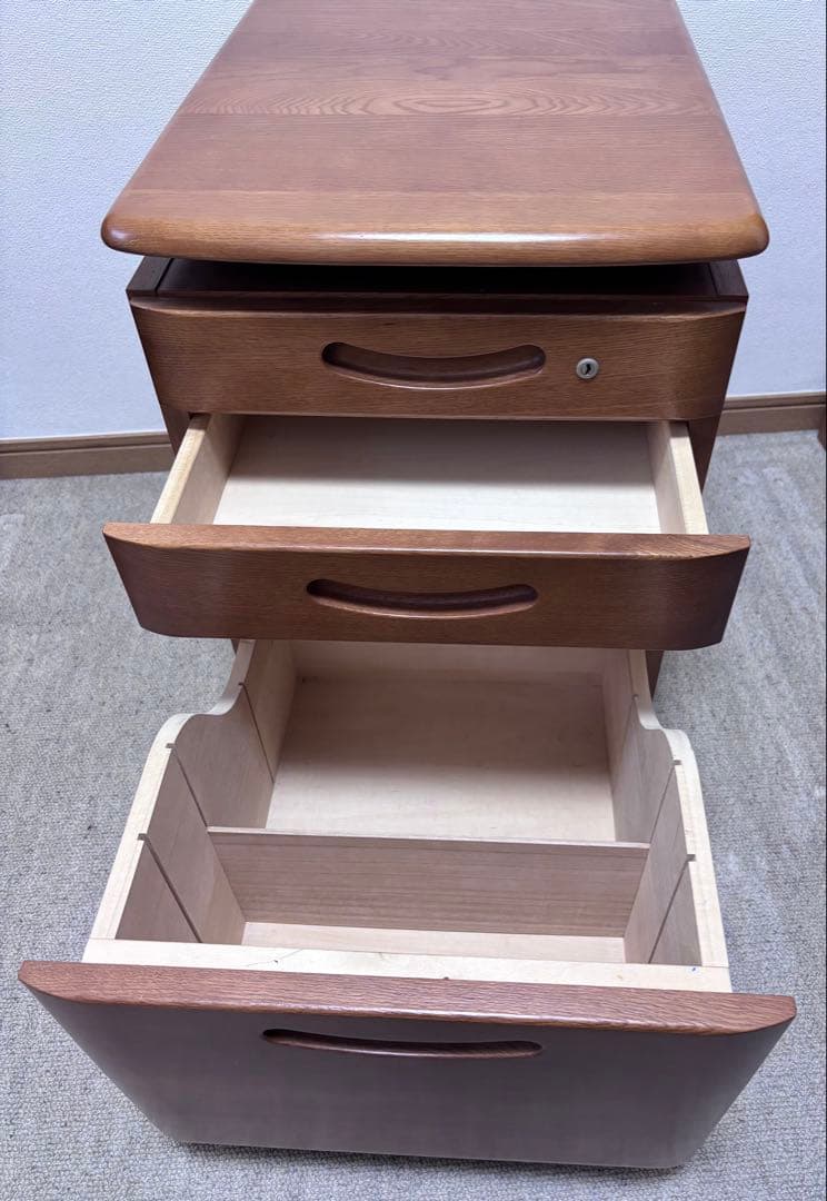 カリモク学習机 ４点セット 1-③ 袖棚