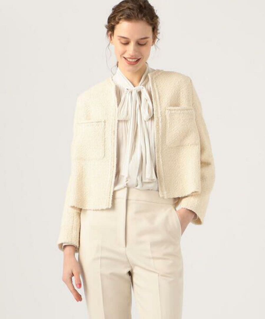 Ballsey ツイストループツイード ノーカラージャケット 36