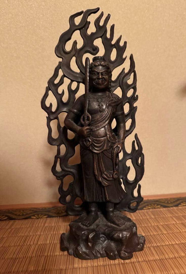 不動明王立像 金属製 高さ約28㎝ アンティーク 仏像 骨董品