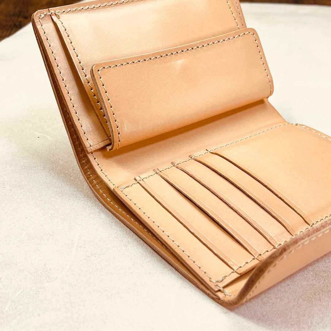 サドルレザー ヌメ革 三つ折り財布 メンズ財布 長財布 本革 ハンドメイド