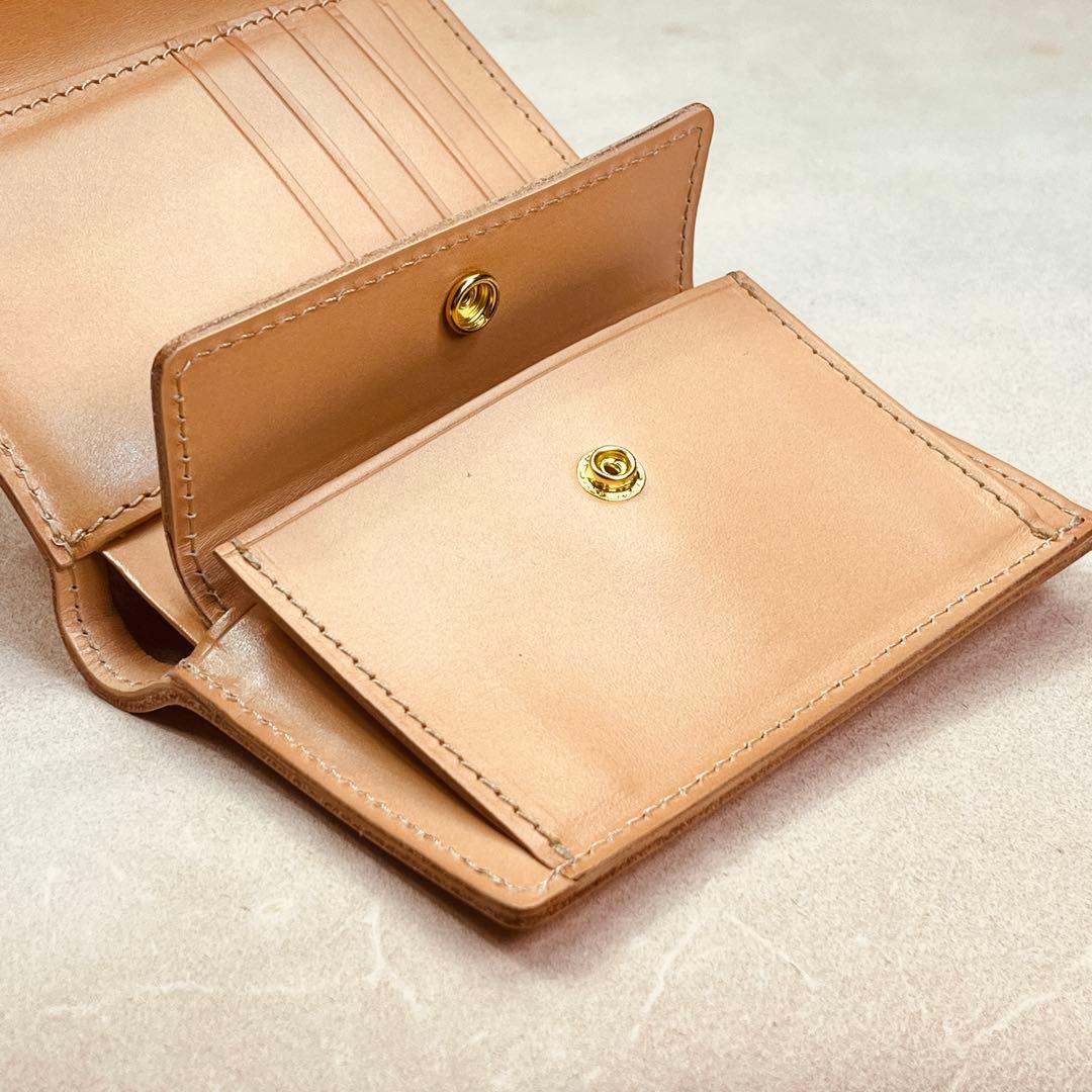 サドルレザー ヌメ革 三つ折り財布 メンズ財布 長財布 本革 ハンドメイド