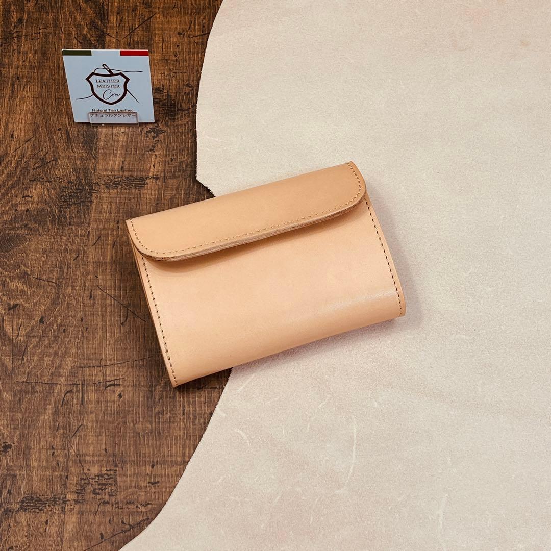 サドルレザー ヌメ革 三つ折り財布 メンズ財布 長財布 本革 ハンドメイド